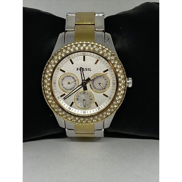 Fossil ES2944 Women's Gold Stainless Steel White Analog Dial Quartz Watch QB492 - Picture 1 of 12